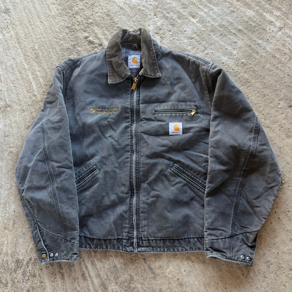 Vintage Carhartt Detroit Jacket Black J97 Blanket Lined Men's Large 90s Corduroy